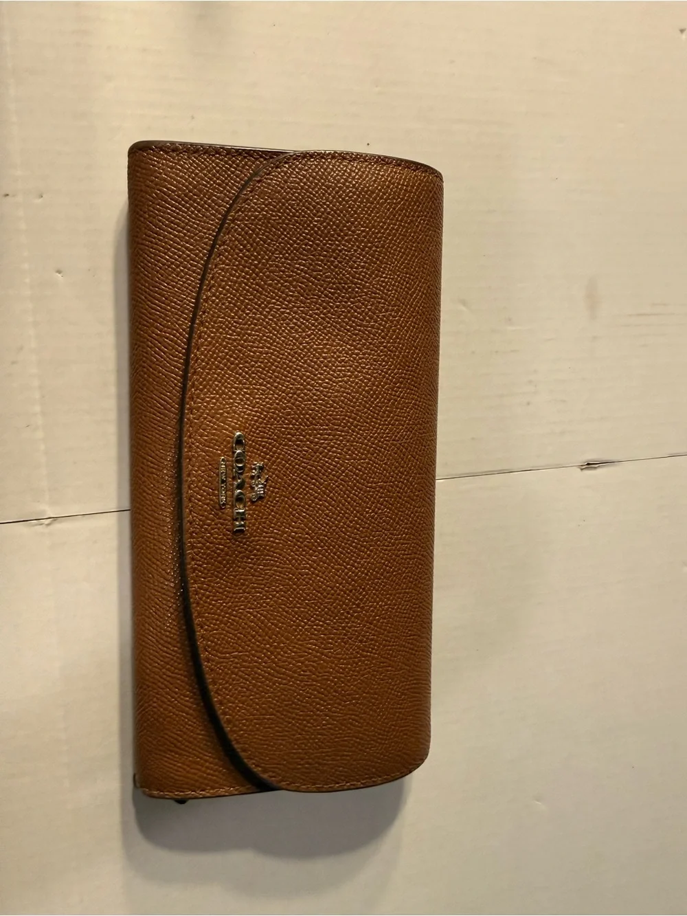 Coach Brown  Pebbled Leather Wallet with Embossed Logo